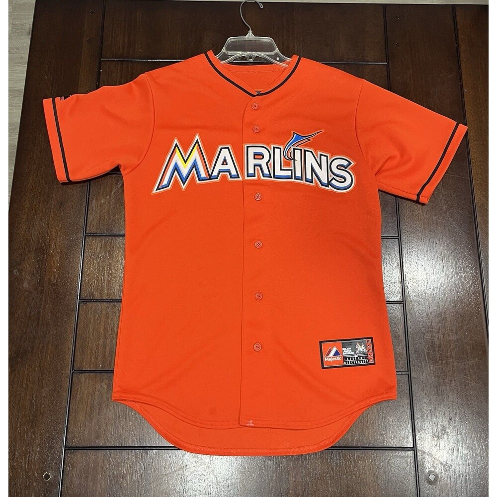 Majestic Miami Marlins MLB Baseball Jersey Orange Alternate Men's Size Small